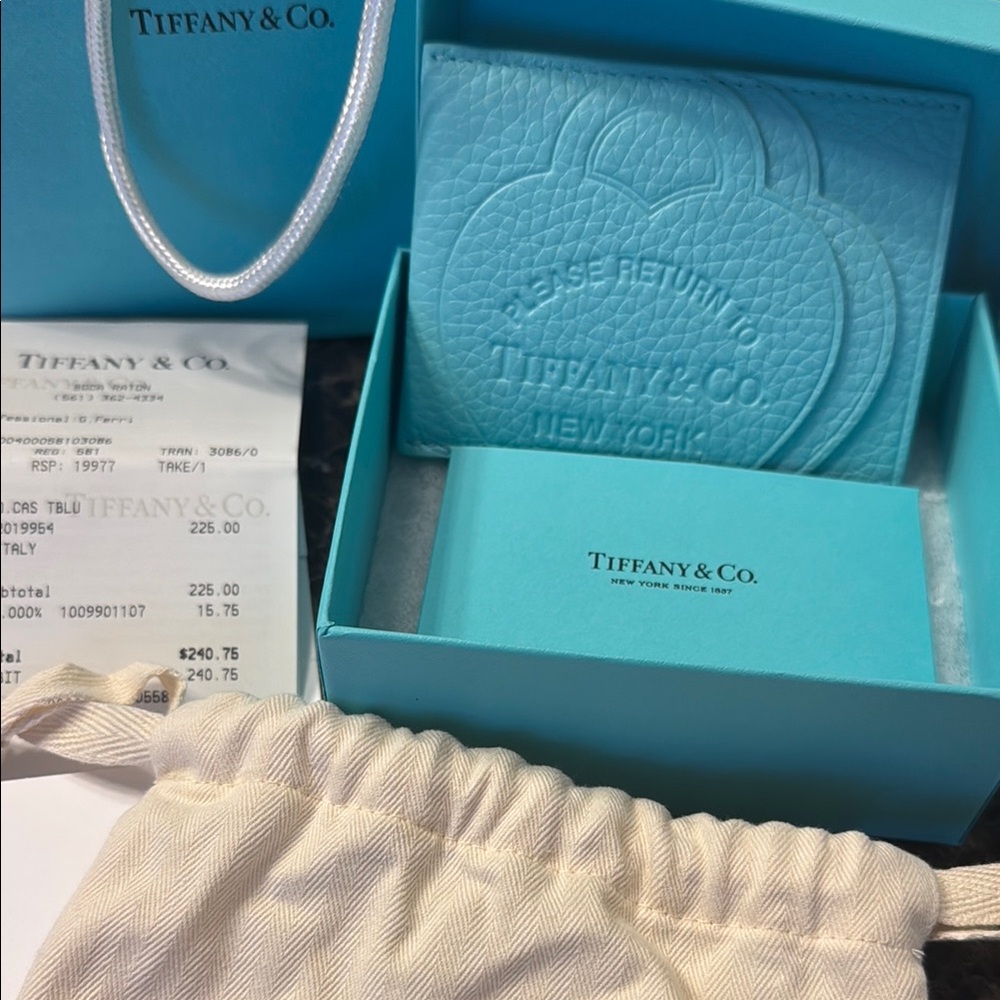 Tiffany & Co. Aqua Leather Card Holder